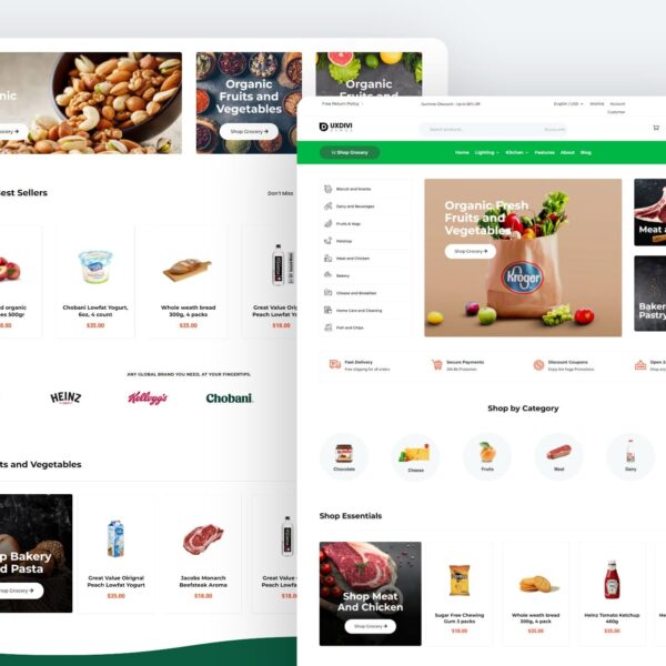 Landing Page para Marketplace de comida orgánica en Divi