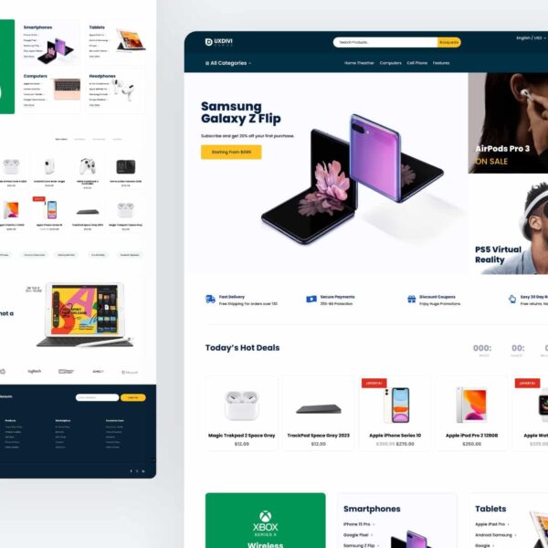 Landing Page para marketplace de productos tecnológicos en Divi